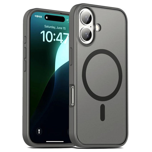 For iPhone 16 Plus Case Matte PC+TPU Phone Cover Compatible with MagSafe - Grey