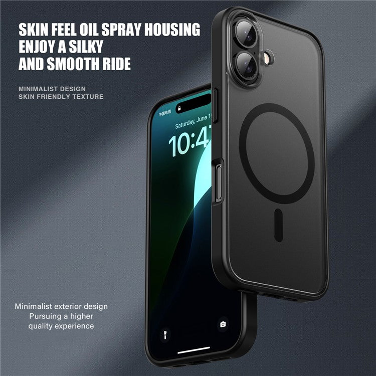 For iPhone 16 Plus Case Matte PC+TPU Phone Cover Compatible with MagSafe - Grey