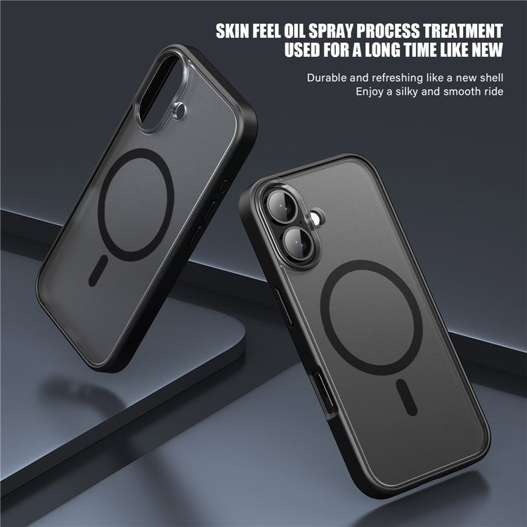 For iPhone 16 Plus Case Matte PC+TPU Phone Cover Compatible with MagSafe - Grey