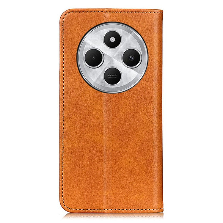 For Xiaomi Poco C75 4G / Redmi 14R 5G / 14C 4G Case Split Leather Flip Wallet Phone Cover - Brown