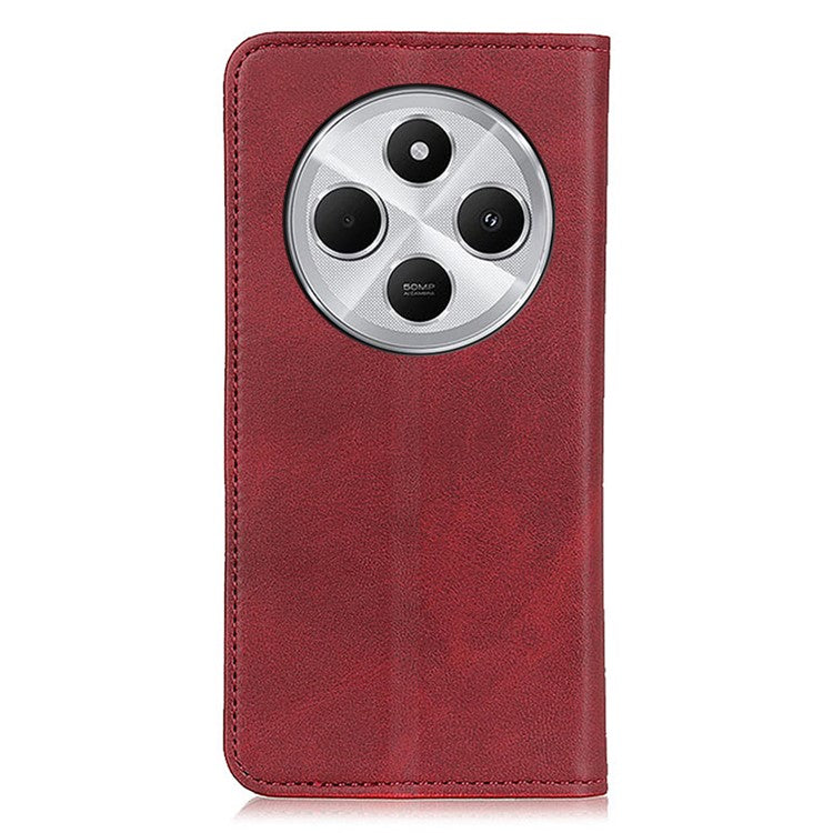 For Xiaomi Poco C75 4G / Redmi 14R 5G / 14C 4G Case Split Leather Flip Wallet Phone Cover - Red