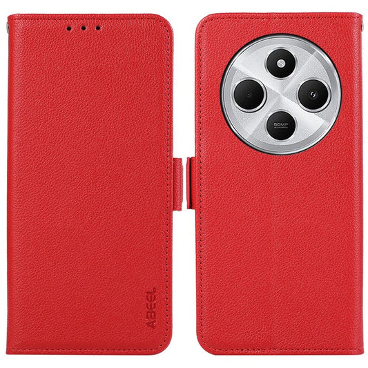 ABEEL For Xiaomi Poco C75 4G / Redmi 14R 5G / 14C 4G Case Litchi Texture Leather RFID Blocking Phone Cover - Red