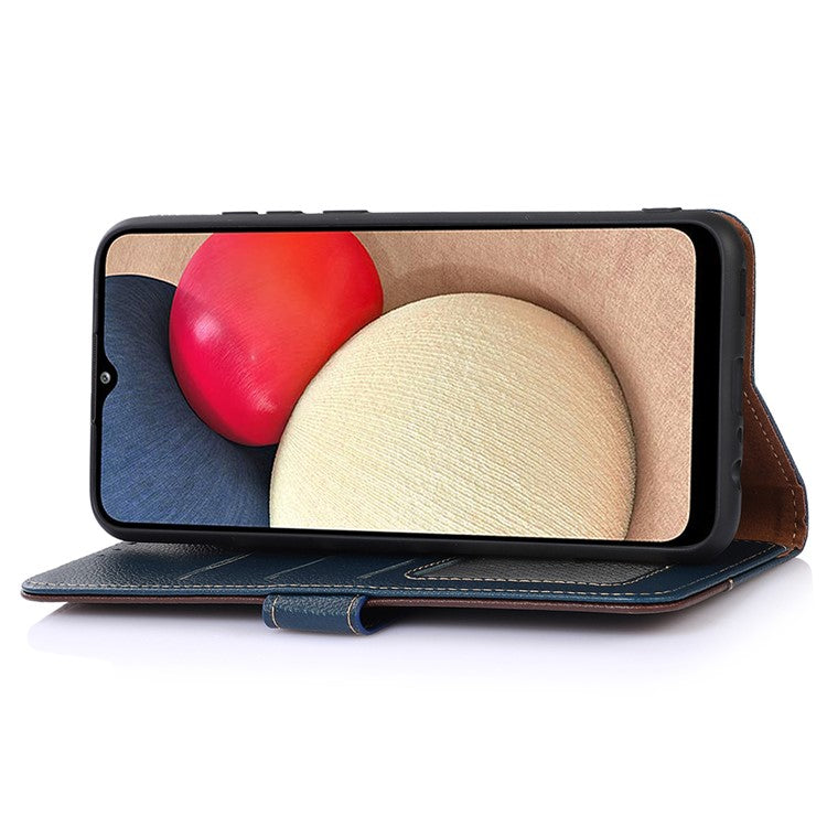 KHAZNEH For Xiaomi Poco C75 4G / Redmi 14R 5G / 14C 4G Case RFID Blocking Wallet PU Leather Phone Cover - Blue