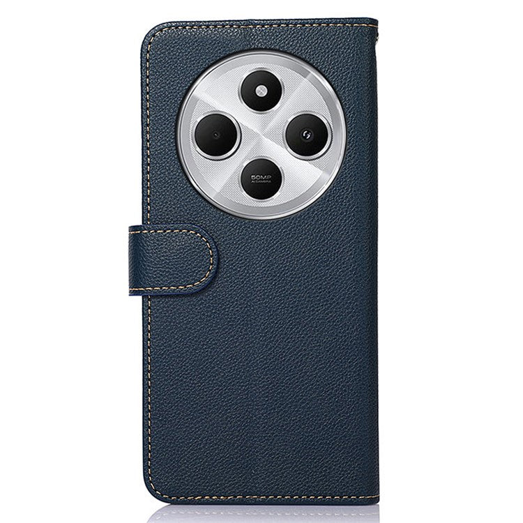 KHAZNEH For Xiaomi Poco C75 4G / Redmi 14R 5G / 14C 4G Case RFID Blocking Wallet PU Leather Phone Cover - Blue