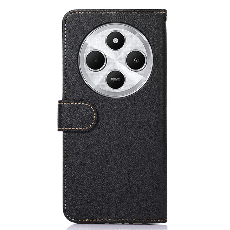 KHAZNEH For Xiaomi Poco C75 4G / Redmi 14R 5G / 14C 4G Case RFID Blocking Wallet PU Leather Phone Cover - Black