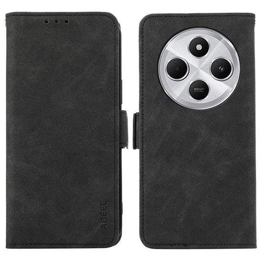 ABEEL For Xiaomi Poco C75 4G / Redmi 14R 5G / 14C 4G Case PU Leather Folio Stand View RFID Blocking Phone Cover - Black