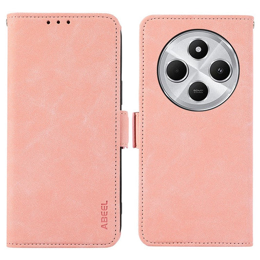ABEEL For Xiaomi Poco C75 4G / Redmi 14R 5G / 14C 4G Case PU Leather Folio Stand View RFID Blocking Phone Cover - Pink