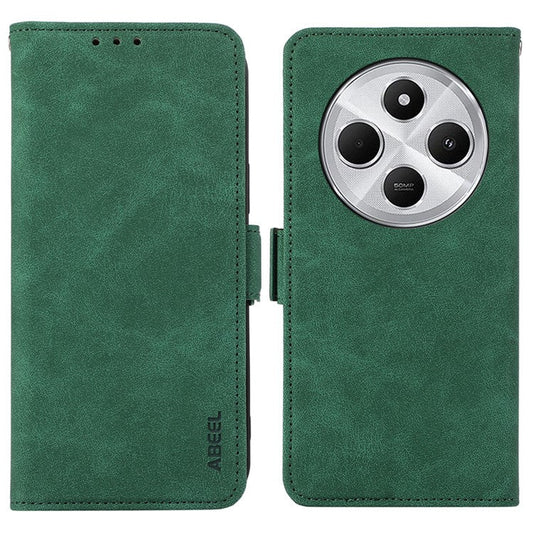 ABEEL For Xiaomi Poco C75 4G / Redmi 14R 5G / 14C 4G Case PU Leather Folio Stand View RFID Blocking Phone Cover - Green