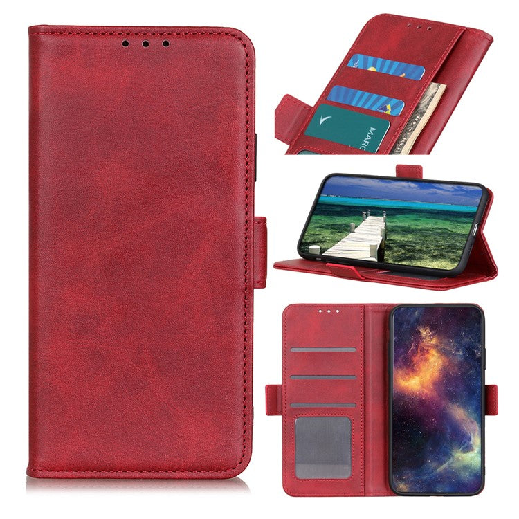 For Xiaomi Poco C75 4G / Redmi 14R 5G / 14C 4G Case Stand Cowhide Texture PU Leather Phone Cover - Red