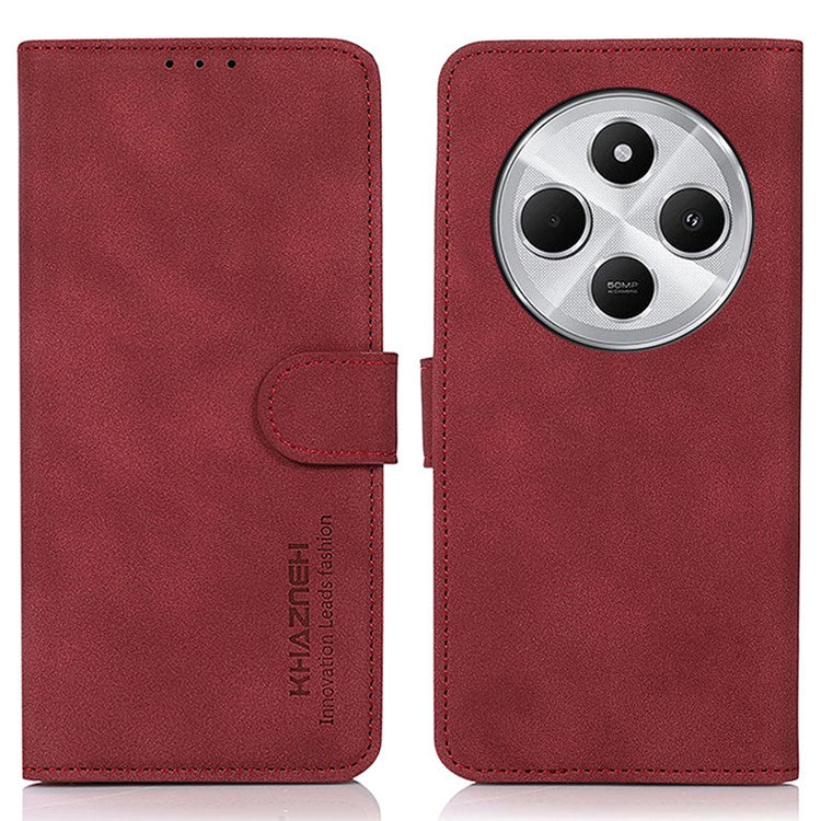 KHAZNEH For Xiaomi Poco C75 4G / Redmi 14R 5G / 14C 4G Stand Case PU Leather Wallet Phone Cover - Red