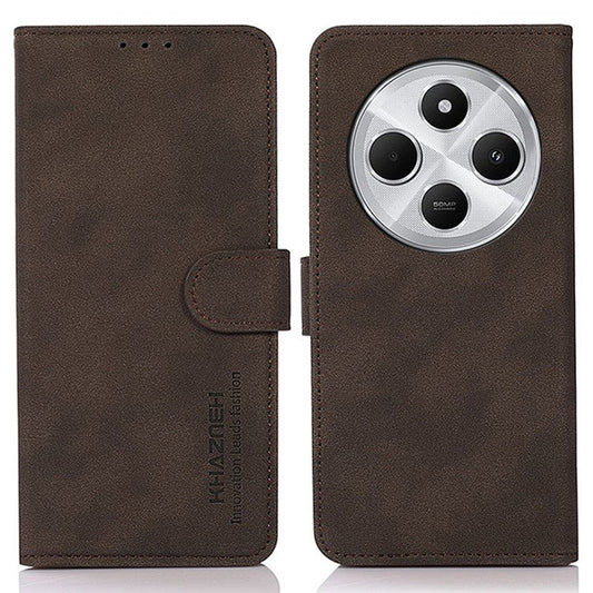 KHAZNEH For Xiaomi Poco C75 4G / Redmi 14R 5G / 14C 4G Stand Case PU Leather Wallet Phone Cover - Brown
