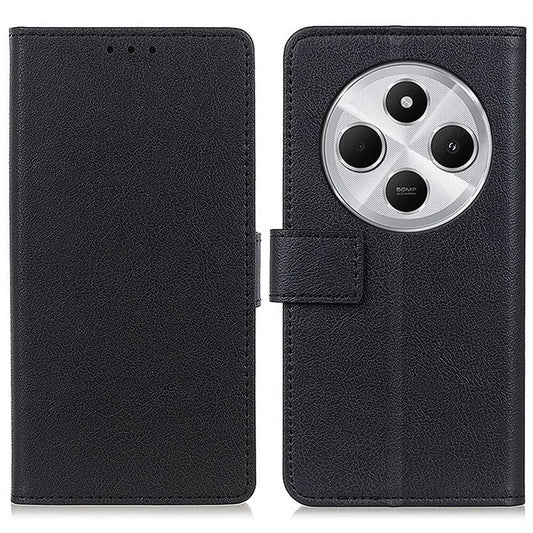 For Xiaomi Poco C75 4G / Redmi 14R 5G / 14C 4G Case PU Leather Stand Wallet Phone Cover - Black