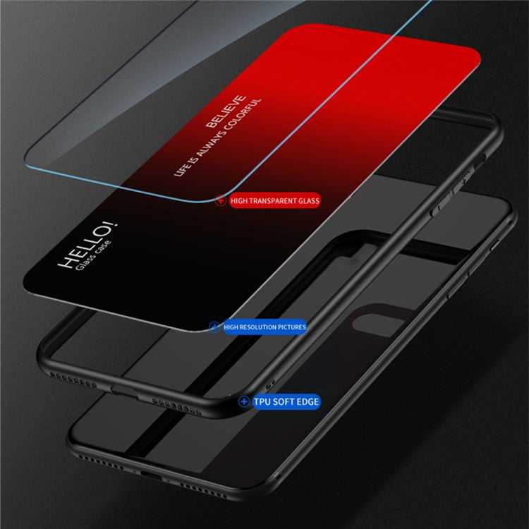 For Google Pixel 9 Pro  /  9 Case Anti-Scratch Tempered Glass + PC+TPU Phone Cover - Gradient Red Black