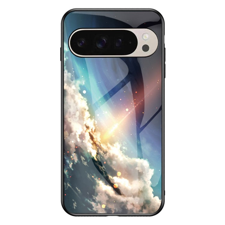 For Google Pixel 9 / Pixel 9 Pro Case Starry Sky Pattern Tempered Glass Phone Cover - Bright Starry Sky