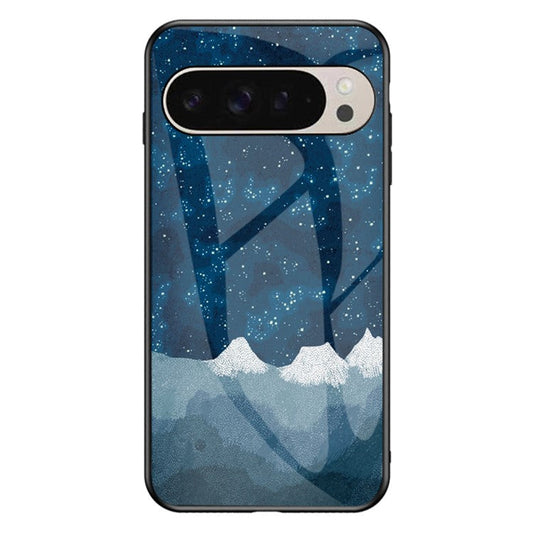 For Google Pixel 9 / Pixel 9 Pro Case Starry Sky Pattern Tempered Glass Phone Cover - Scattering Starry