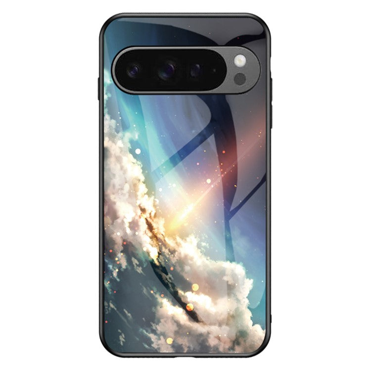 For Google Pixel 9 Pro XL Case Starry Sky Pattern Tempered Glass Phone Cover - Bright Starry Sky