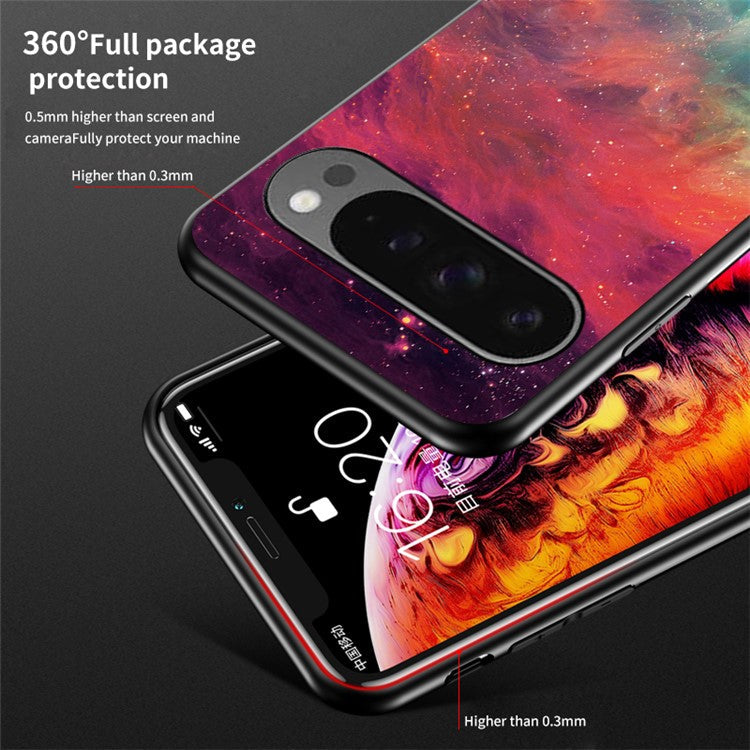 For Google Pixel 9 Pro XL Case Starry Sky Pattern Tempered Glass Phone Cover - Color Starry Sky