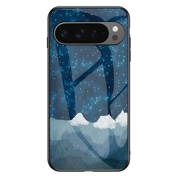 For Google Pixel 9 Pro XL Case Starry Sky Pattern Tempered Glass Phone Cover - Scattering Starry