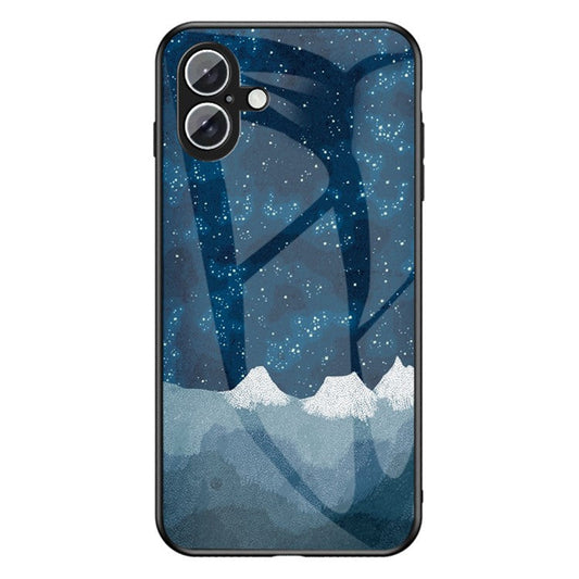 For iPhone 16 Plus Case Starry Sky Pattern Tempered Glass Phone Cover - Scattering Starry