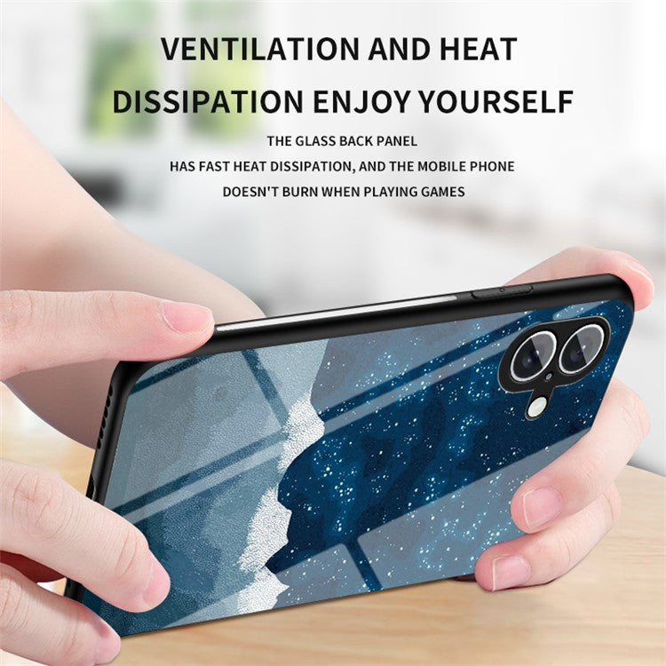 For iPhone 16 Plus Case Starry Sky Pattern Tempered Glass Phone Cover - Scattering Starry