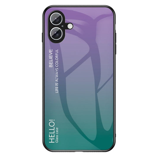 For iPhone 16 Plus Case Anti-Scratch Tempered Glass + PC+TPU Phone Cover - Gradient Purple