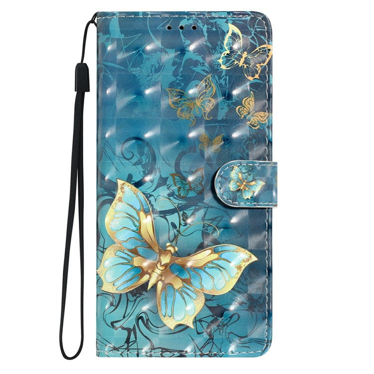 For Xiaomi Poco C75 4G / Redmi 14R 5G / 14C 4G Case PU Leather 3D Pattern Printing Wallet Phone Cover - Butterfly