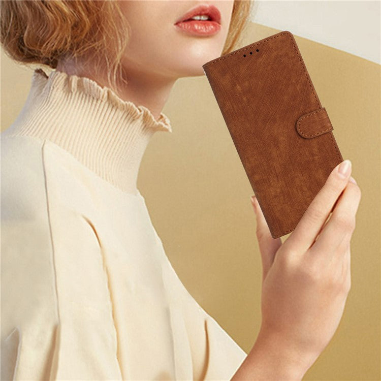 For Xiaomi Poco C75 4G / Redmi 14R 5G / 14C 4G Case with Card Clots Skin-Touch PU Leather Phone Cover Stand - Brown