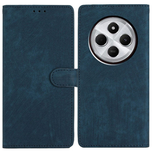 For Xiaomi Poco C75 4G / Redmi 14R 5G / 14C 4G Case with Card Clots Skin-Touch PU Leather Phone Cover Stand - Blue