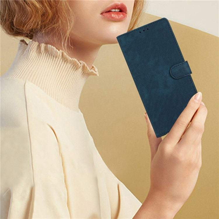 For Xiaomi Poco C75 4G / Redmi 14R 5G / 14C 4G Case with Card Clots Skin-Touch PU Leather Phone Cover Stand - Blue