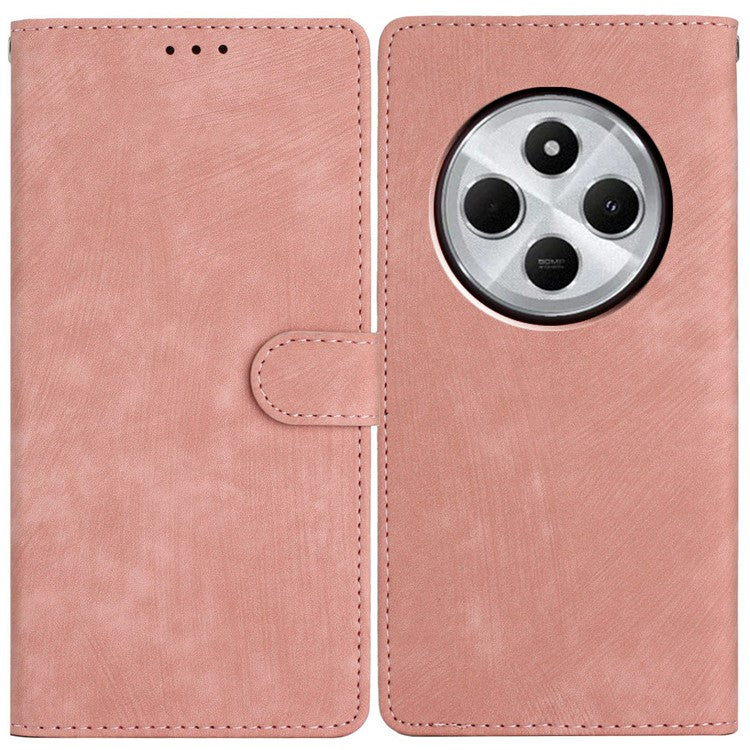 For Xiaomi Poco C75 4G / Redmi 14R 5G / 14C 4G Case with Card Clots Skin-Touch PU Leather Phone Cover Stand - Pink