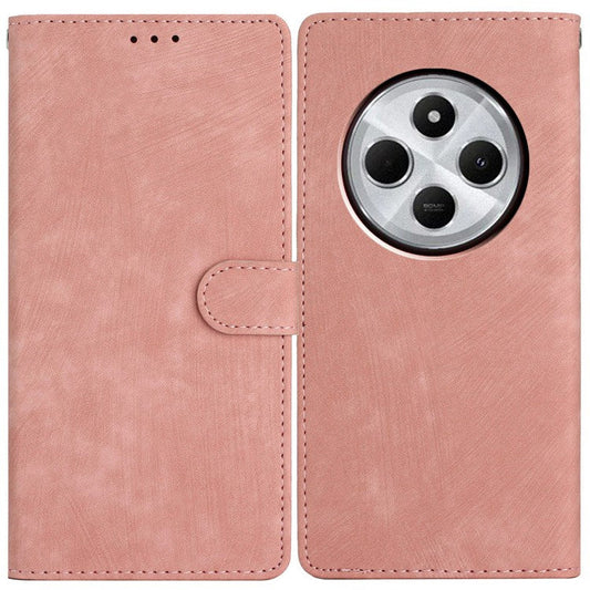 For Xiaomi Poco C75 4G / Redmi 14R 5G / 14C 4G Case with Card Clots Skin-Touch PU Leather Phone Cover Stand - Pink