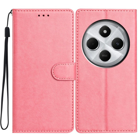 For Xiaomi Poco C75 4G / Redmi 14R 5G / 14C 4G Leather Phone Case Wallet Stand Cover with Handy Strap - Pink