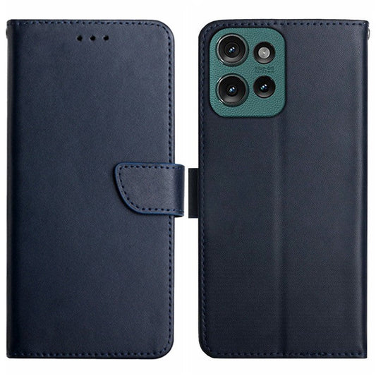 HT02 For Motorola Edge 50 Neo 5G / Moto S50 5G / Thinkphone 25 5G Case Genuine Cow Leather Phone Cover Nappa Texture - Blue