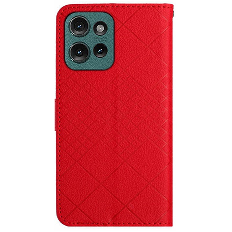 HT06 For Motorola Edge 50 Neo 5G / Moto S50 5G / Thinkphone 25 5G Wallet Phone Case Imprint PU Leather Flip Folio Cover - Red