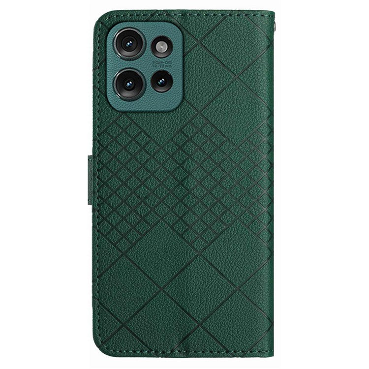 HT06 For Motorola Edge 50 Neo 5G / Moto S50 5G / Thinkphone 25 5G Wallet Phone Case Imprint PU Leather Flip Folio Cover - Green