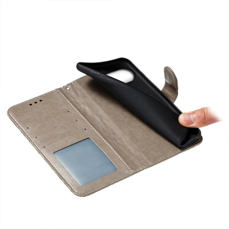 For Google Pixel 9 Pro XL Case Lace Flowers PU Leather Flip Wallet Phone Cover - Grey