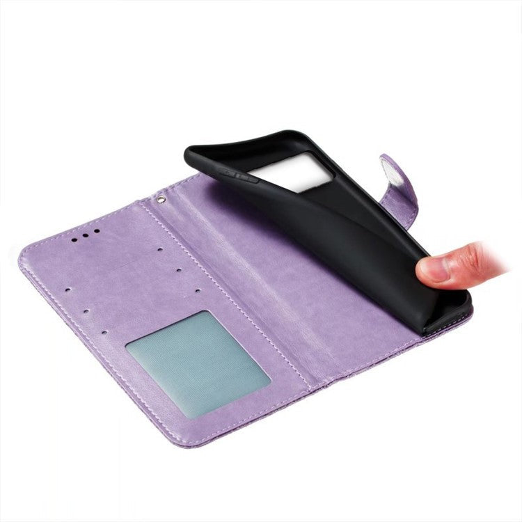 For Google Pixel 8 Pro Case Lace Flowers PU Leather Flip Wallet Phone Cover - Purple