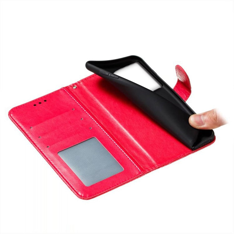 For OnePlus Ace 3 5G Case Lace Flowers PU Leather Flip Wallet Phone Cover - Red