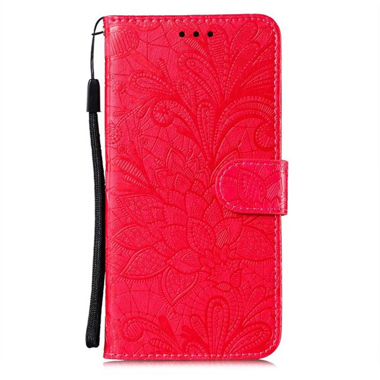 For OnePlus Ace 3 5G Case Lace Flowers PU Leather Flip Wallet Phone Cover - Red