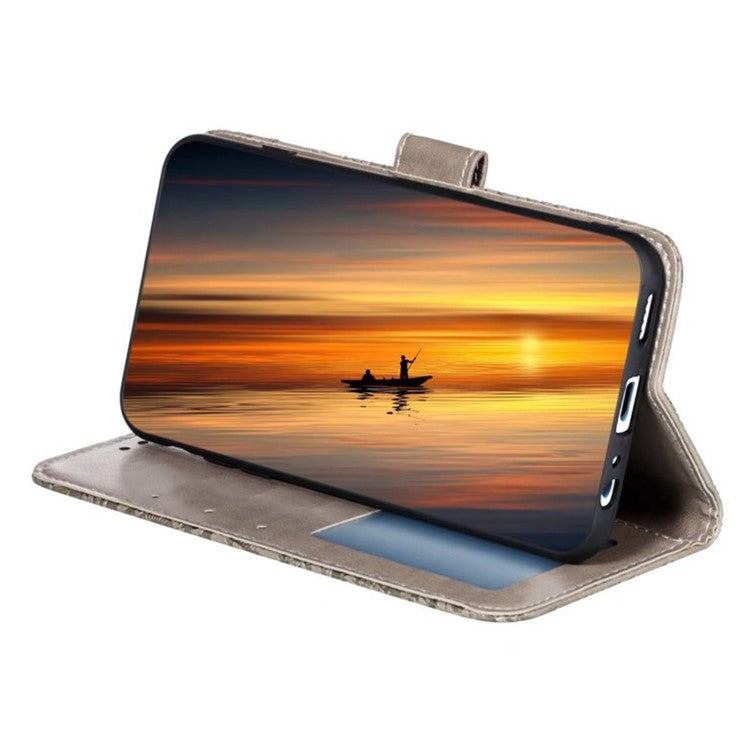 For OnePlus Ace 3 5G Case Lace Flowers PU Leather Flip Wallet Phone Cover - Grey