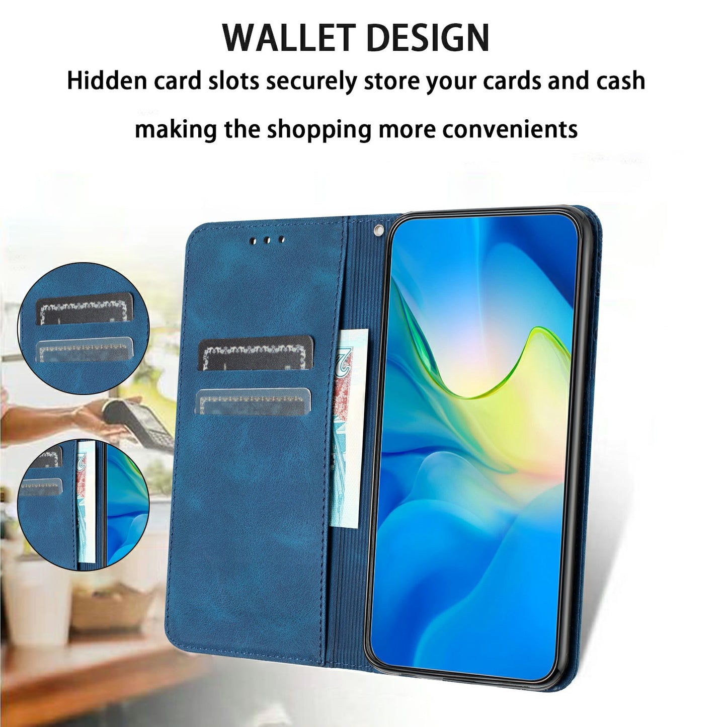 For Samsung Galaxy A16 5G / A16 4G Case PU Leather Wallet Phone Cover Elephant Pattern - Blue
