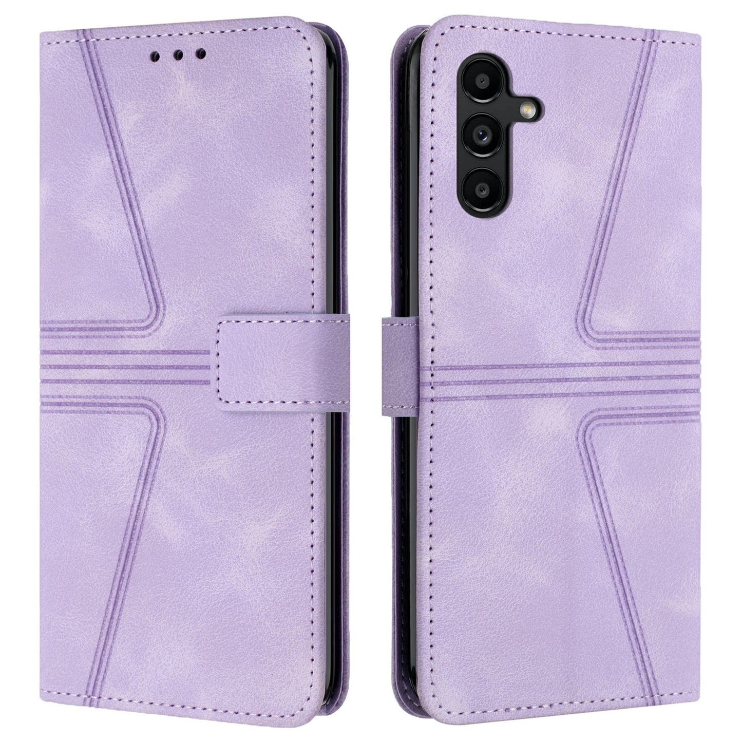 For Samsung Galaxy A16 5G / A16 4G Case Triangle Imprinted Anti-Scratch Phone Wallet Cover - Purple
