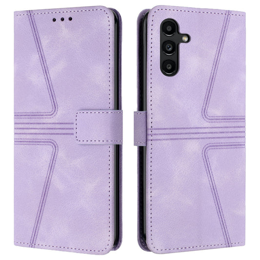 For Samsung Galaxy A16 5G / A16 4G Case Triangle Imprinted Anti-Scratch Phone Wallet Cover - Purple