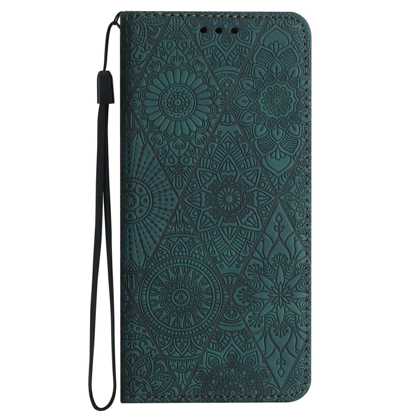 For Samsung Galaxy A16 5G / A16 4G Case Imprinted Flower Wallet Stand Leather Phone Cover - Blue