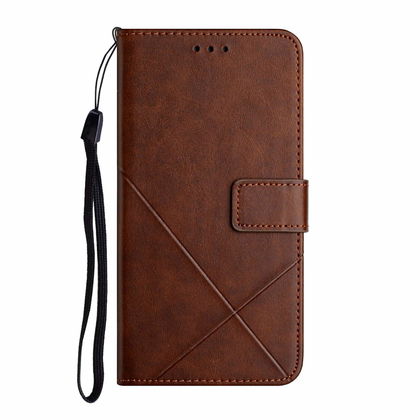 For Samsung Galaxy A16 5G / A16 4G Leather Case Line Pattern Wallet Phone Cover - Brown