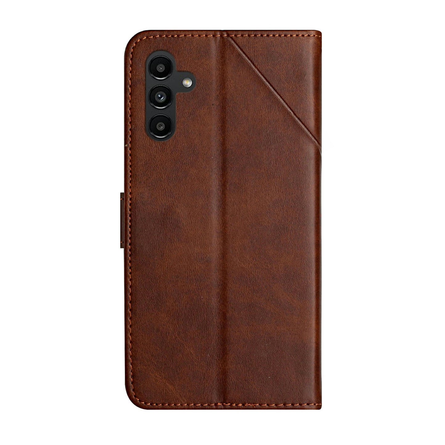 For Samsung Galaxy A16 5G / A16 4G Leather Case Line Pattern Wallet Phone Cover - Brown