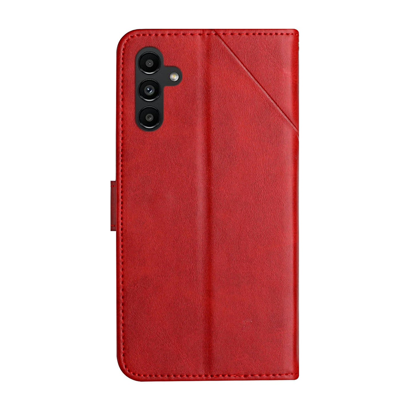 For Samsung Galaxy A16 5G / A16 4G Leather Case Line Pattern Wallet Phone Cover - Red