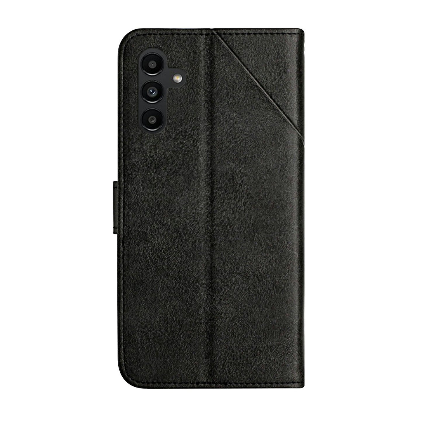 For Samsung Galaxy A16 5G / A16 4G Leather Case Line Pattern Wallet Phone Cover - Black
