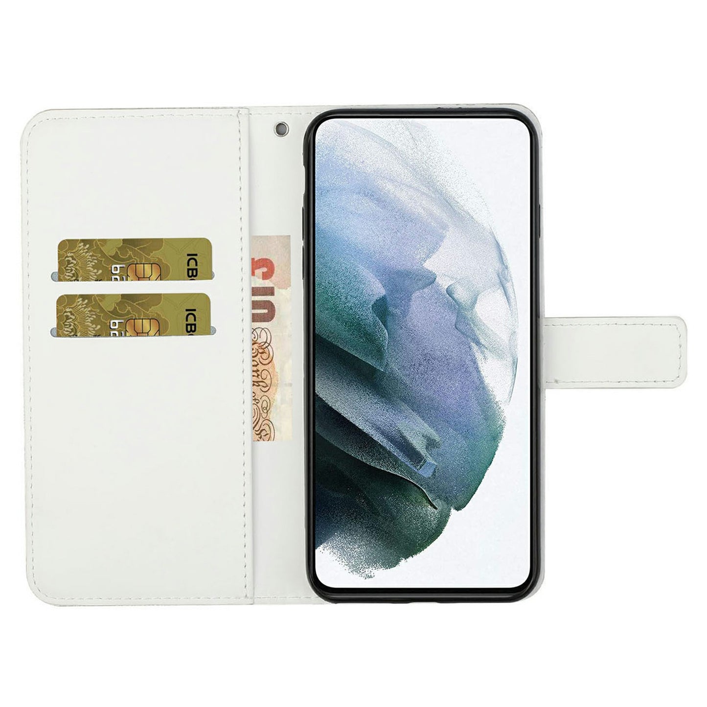 For Samsung Galaxy A16 5G / A16 4G Leather Case Ethnic Style Phone Wallet Cover with Strap - White