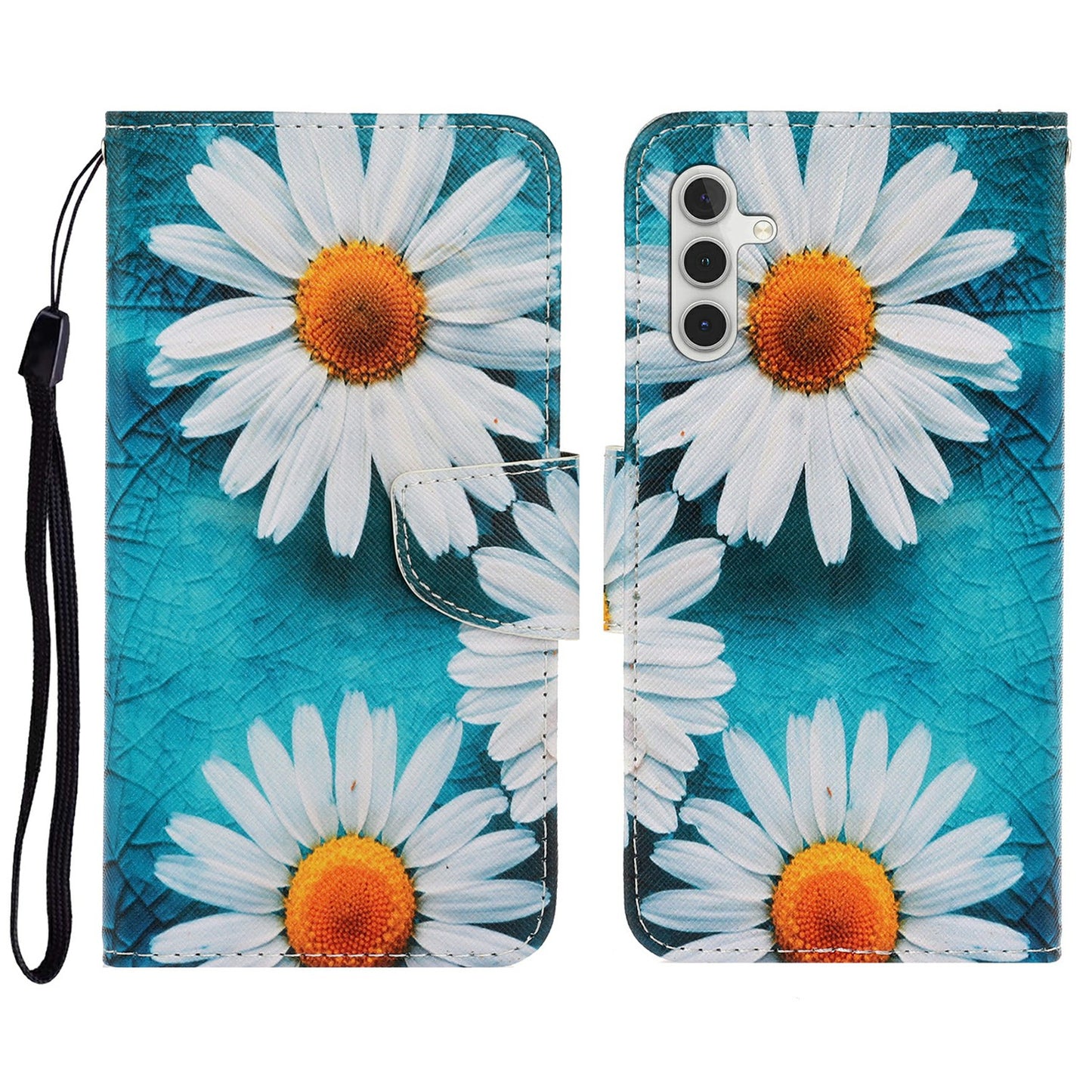 For Samsung Galaxy A16 5G / A16 4G Case Pattern Printing Protective Leather Folio Phone Cover - Chrysanthemum